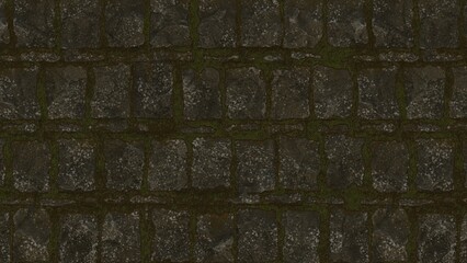 Texture material background Stone Wall with moss 1
