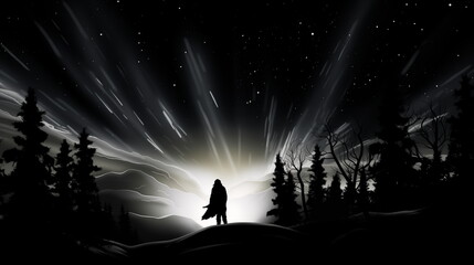 A person standing in the middle of a mountain