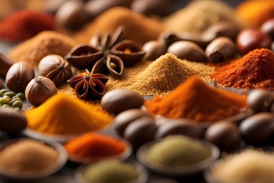 Close-up of Individual Spice Grains, Zoom in on individual grains of spices, such as pepper or cumin, to showcase their textures, background image, generative AI