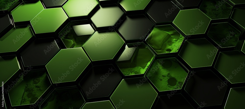 Aufkleber vibrant green hexagonal geometric abstract background with stylish elements and modern design
