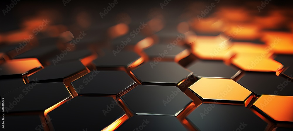 Aufkleber vibrant geometric abstract background with hexagonal elements in striking orange colors