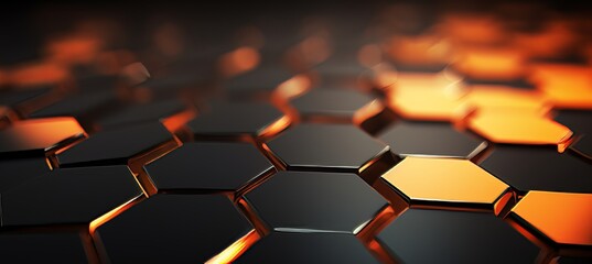 Vibrant geometric abstract background with hexagonal elements in striking orange colors