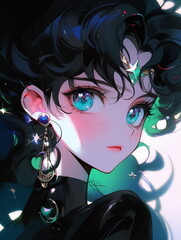 A cartoon of a woman with curly hair