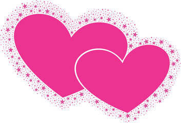 Double Light Pink Love with Pink Sparkling glitter Stars Vector clipart icon #14