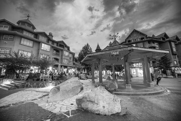 Whistler, Canada - August 12, 2017: Streets of Whistler at night