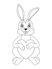 Vector illustration of hare or rabbit isolated on white background. For kids coloring book.