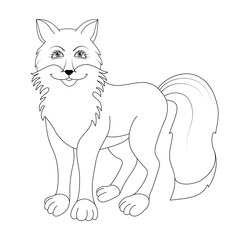 Cute fox cartoon coloring page illustration vector. For kids coloring book.