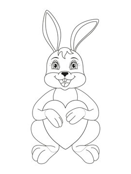 Vector illustration of hare or rabbit isolated on white background. For kids coloring book.