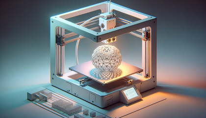Modern 3D Printer Creating Futuristic Object with Precision