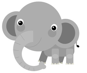 Cartoon wild animal happy young elephant isolated illustration for children
