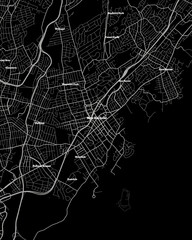 New Rochelle New York Map, Detailed Dark Map of New Rochelle New York