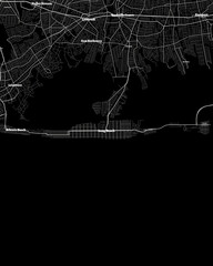 Long Beach New York Map, Detailed Dark Map of Long Beach New York - obrazy, fototapety, plakaty