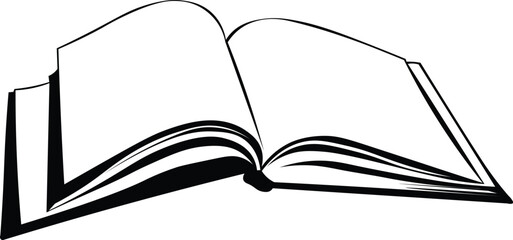 Cartoon Black and White Isolated Illustration Vector Of An Open Book