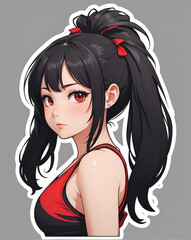 young girl , anime , vector , sticker