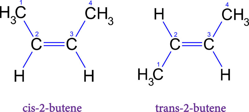 chemical structure of cis trans isomers .Vector illustration.