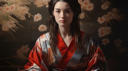 person wearing a Japanese Kimono, highlighting the precision of the garment generative ai