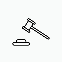 Hammer of Law Icon. Court Symbol - Vector Logo Template.