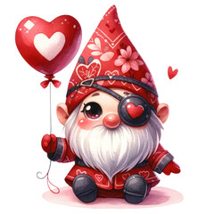 Cute Gnome Love Accents Valentines Clipart Illustration