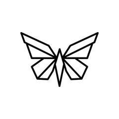 Origami butterfly outline icons, minimalist vector illustration ,simple transparent graphic element .Isolated on white background