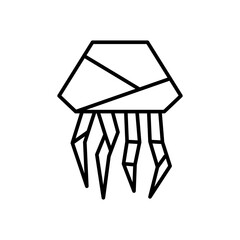 Origami jellyfish outline icons, minimalist vector illustration ,simple transparent graphic element .Isolated on white background