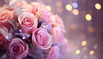 A Twilight Bouquet of Roses with Sparkling Background