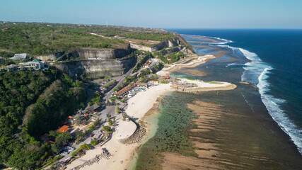 Obraz premium Aerial view of Melasti Ungasan Beach in Bali
