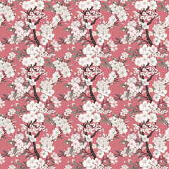 Seamless Japanese Cherry Blossom Sakura Pattern Wallpaper