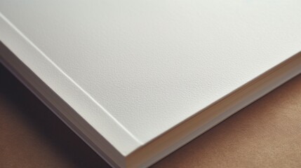A detailed close-up of a blank book mockup, capturing its fine details and the potential for...