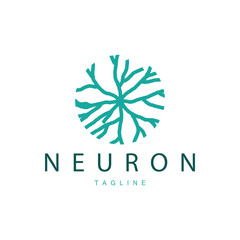 Neuron logo simple design network cel technology particles template Illustration