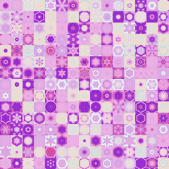 Light purple and violet color tone floral geometric shapes vintage concept seamless pattern background.