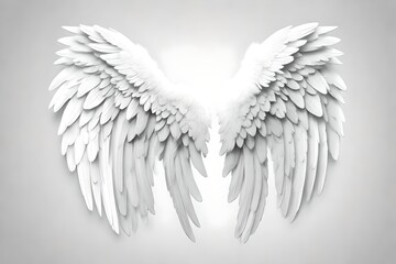 available White angel wings isolated cutout on transparen - obrazy, fototapety, plakaty