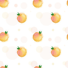 Seamless pattern. Sweet peach on the color circles background