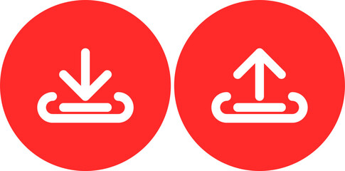 Obraz premium download and upload icon button on circle background vector