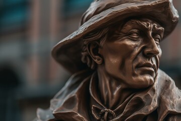 Erasmus statue detail on Grotekerkplein in Rotterdam, Netherlands. Generative AI