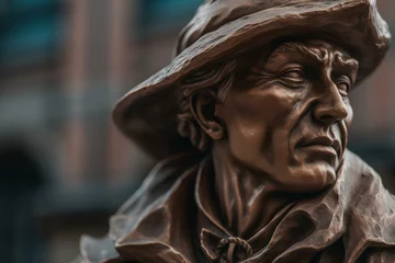 Photo sur Plexiglas Rotterdam Erasmus statue detail on Grotekerkplein in Rotterdam, Netherlands. Generative AI
