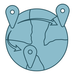 Flat line global delivery. Vector illustration with logistic theme and flat line vector style. Editable vector element.