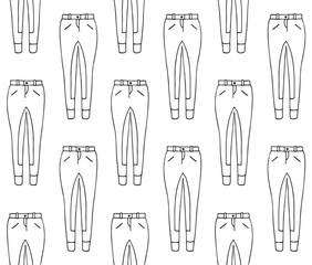 Vector seamless pattern of hand drawn doodle sketch horse riding breeches isolated on white background - obrazy, fototapety, plakaty
