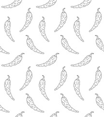 Vector seamless pattern of hand drawn doodle sketch dried chili pepper isolated on white background