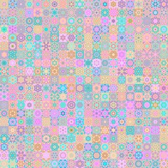 Multicolored floral geometric shapes vintage concept seamless pattern background.
