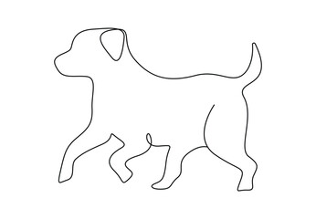 Puppy dog animal silhouette. One continuous line drawing of vector illustration. Pro vector.