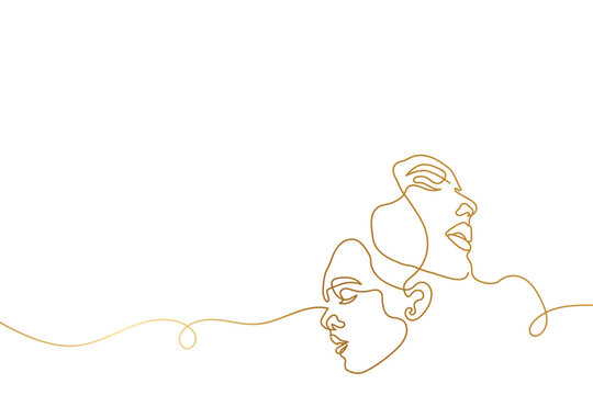 Simple, minimalist vector illustration of beautiful woman face. Line drawing.