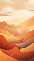 Fototapeta na wymiar Orange Valley Nature Background Minimalist Abstract Mono Color Landscape Vertical App Wallpaper or Website Background