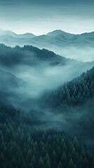 Misty Forest Nature Background Minimalist Abstract Mono Color Landscape Vertical App Wallpaper or Website Background