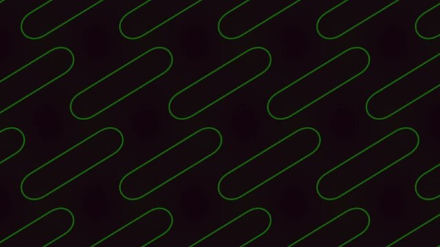 A dynamic black and green pattern composed of glowing, curving lines moving in a zigzag motion, creating a sense of movement towards the right side