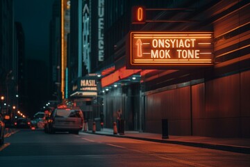Sign indicating direction towards movie theater. Generative AI