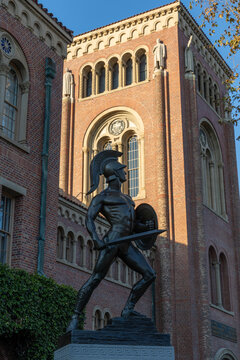 Los Angeles, CA - December 25 2023:  Trojan statue at USC