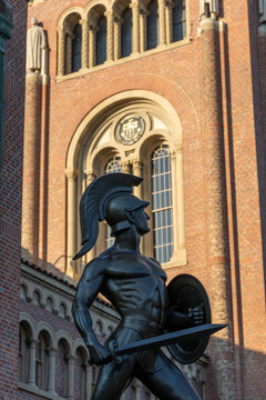 Los Angeles, CA - December 25 2023:  Trojan statue at USC