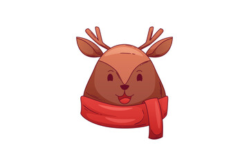 Cute Deer Head Christmas Sticker