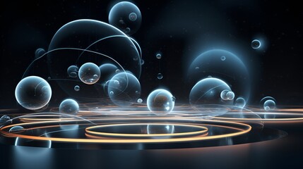 Abstract 3D Render Composition with Floating Elements, Abstract Art, Futuristic Design, Creative Concept