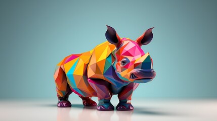 3D Render Animal in Plain Background with Vibrant Colors, Colorful Animal, Wildlife Illustration, Vibrant Design